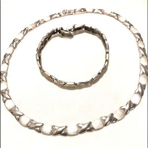 925 STERLING SILVER VINTAGE XO HUGS AND KISSES 16” NECKLACE AND 7” BRACELET